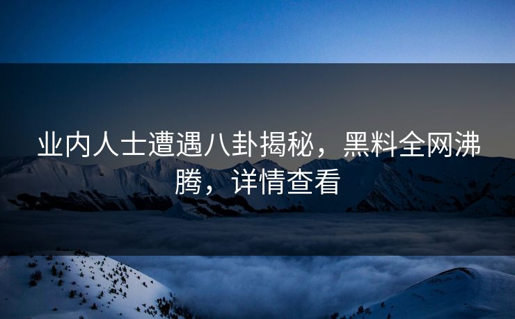 业内人士遭遇八卦揭秘，黑料全网沸腾，详情查看  第1张