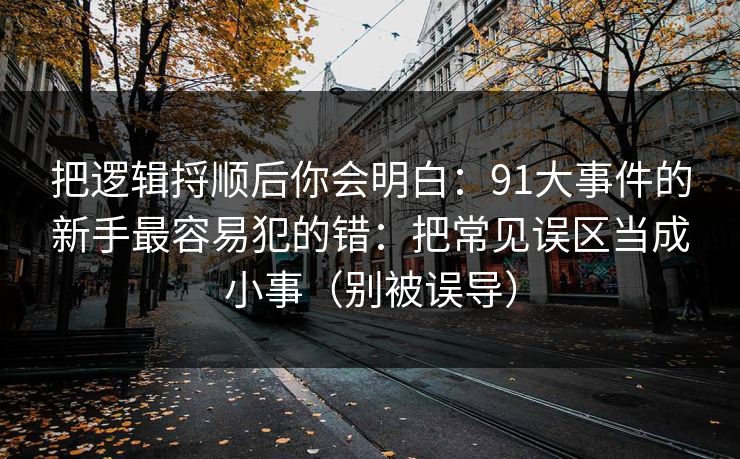 把逻辑捋顺后你会明白：91大事件的新手最容易犯的错：把常见误区当成小事（别被误导）