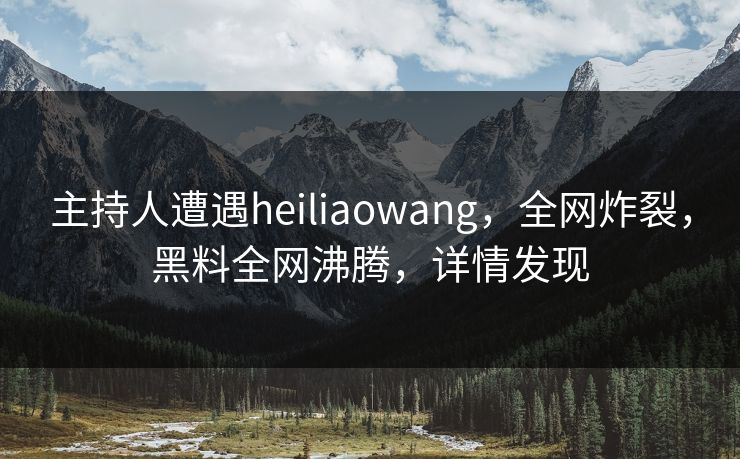 主持人遭遇heiliaowang，全网炸裂，黑料全网沸腾，详情发现  第1张