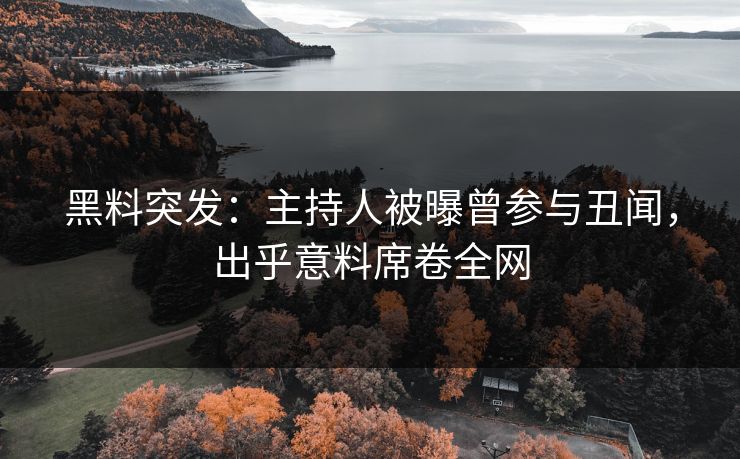 黑料突发：主持人被曝曾参与丑闻，出乎意料席卷全网
