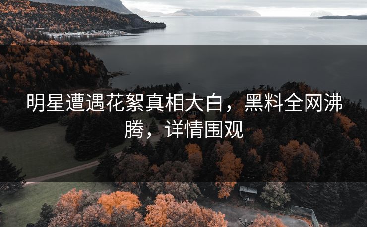 明星遭遇花絮真相大白，黑料全网沸腾，详情围观