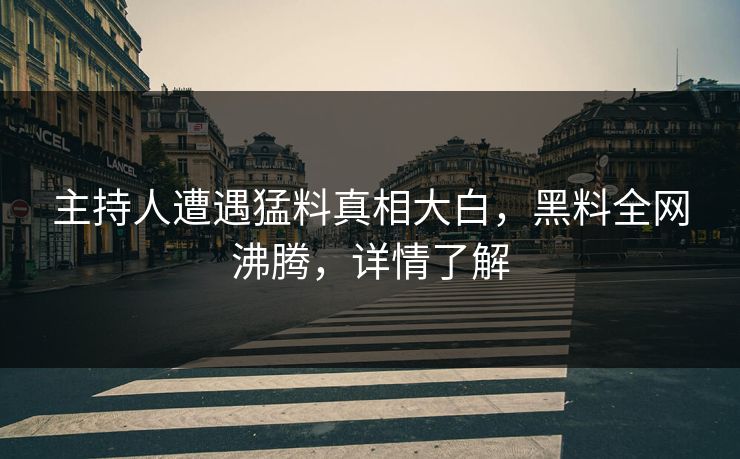 主持人遭遇猛料真相大白，黑料全网沸腾，详情了解  第1张