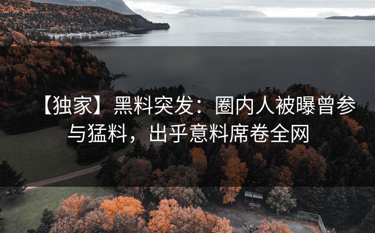 【独家】黑料突发：圈内人被曝曾参与猛料，出乎意料席卷全网