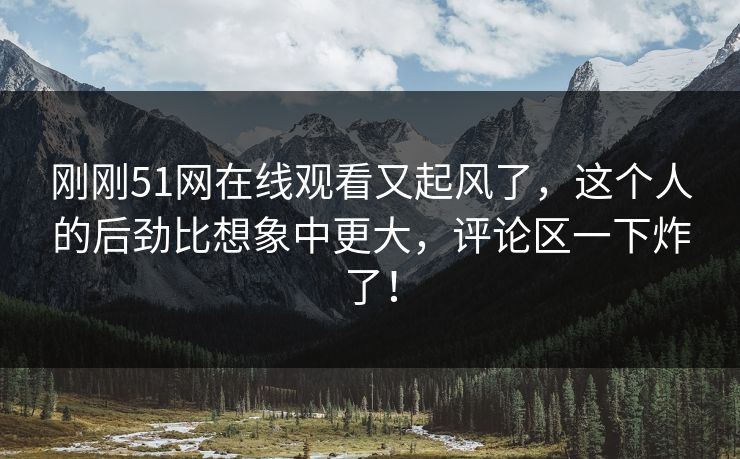 刚刚51网在线观看又起风了，这个人的后劲比想象中更大，评论区一下炸了！